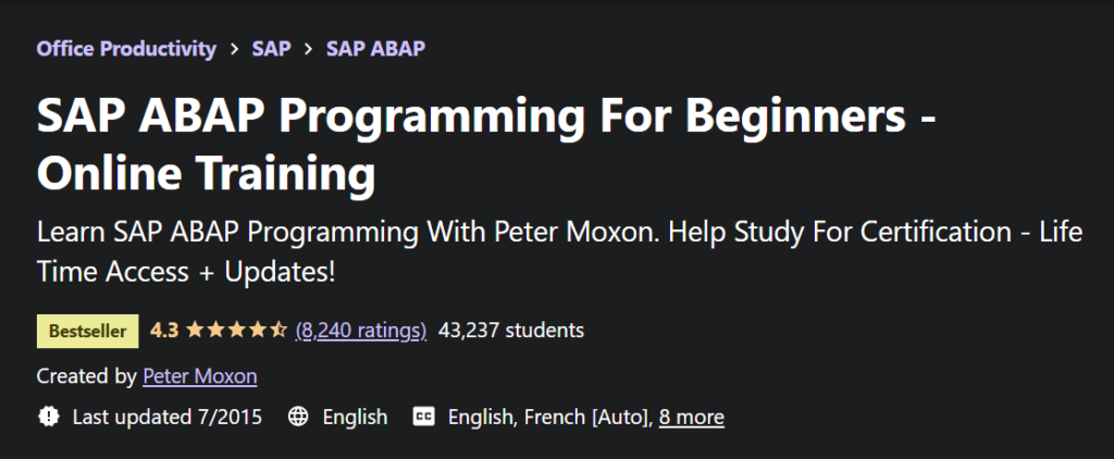 [Khóa học] SAP ABAP Programming For Beginners