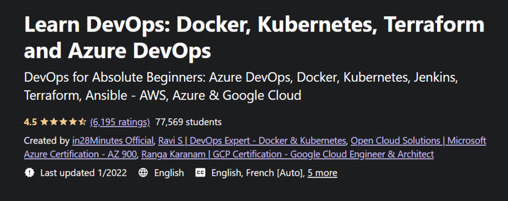 [Khóa học] Learn DevOps: Docker, Kubernetes, Terraform Và Azure DevOps